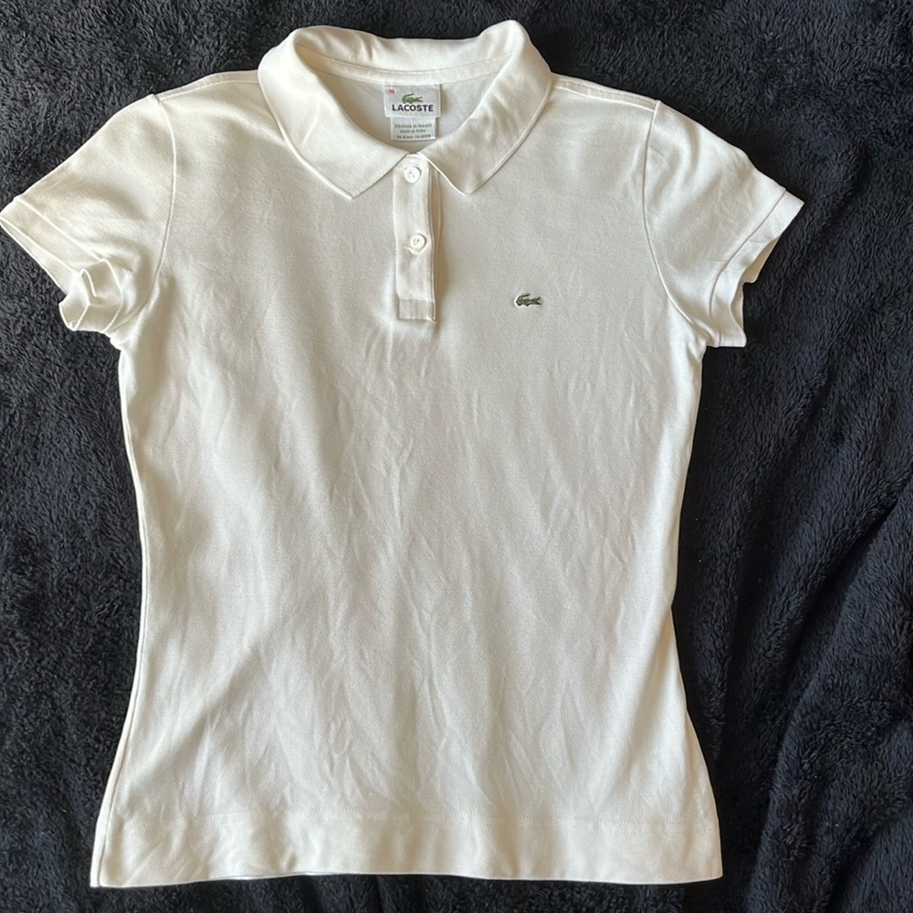 White Lacoste short sleeve polo shirt